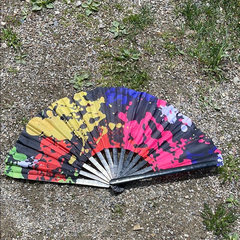 Colorful Splatter Design Hand Fan